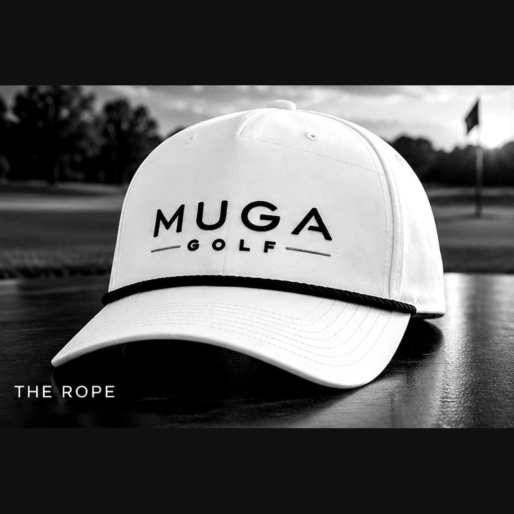 MUGA Golf Rope white hat with black embroidery
